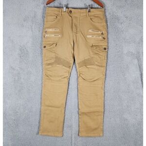 Volero Motorcycle Denim Jeans Jes 5-L Men's Sz L (34x28) Tan Stretch No Armor